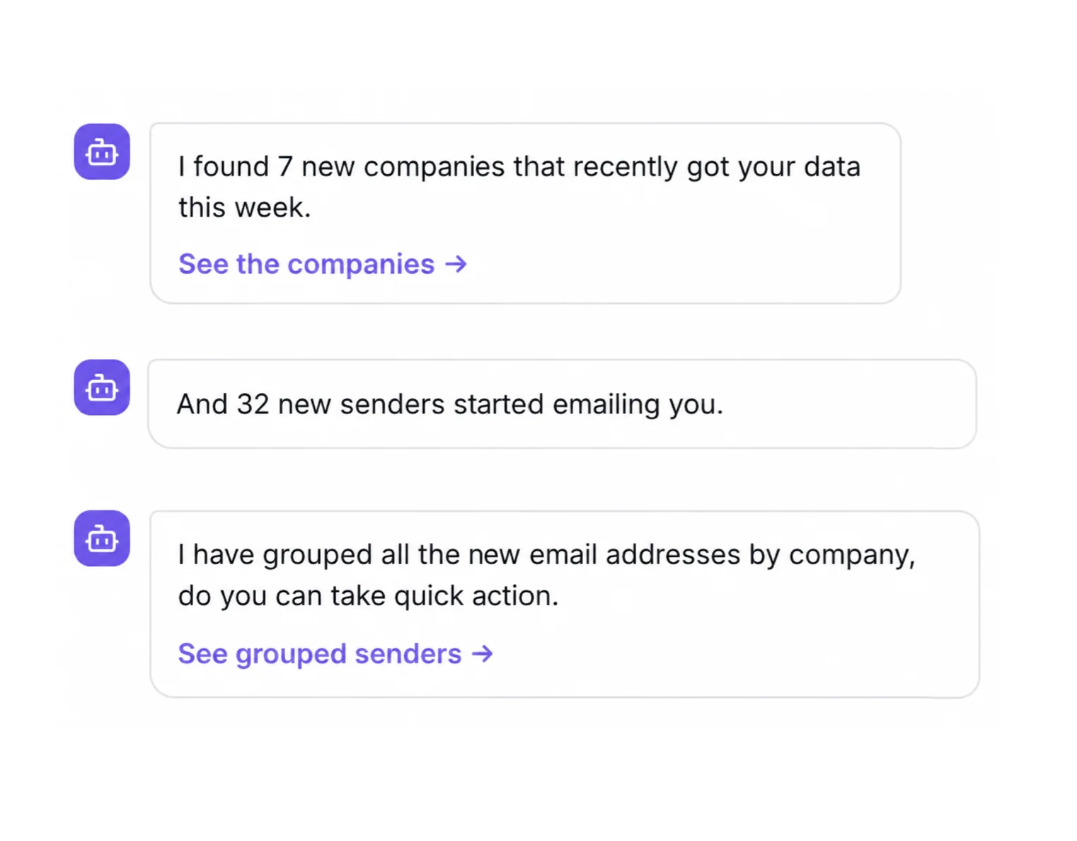 New companies and senders flagged as they reach your inbox
